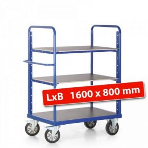 Etagenwagen für schwere Lasten, Tragkraft 1200 kg, 2 Böden / 3 Ladeflächen - LxBxH 1790 x 800 x 1500 mm