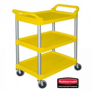 Offener Servierwagen aus Kunststoff (PP), 3 Etagen, LxBxH 850 x 470 x 960 mm, Farbe: gelb